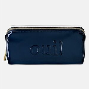 Lancôme OUI! Cosmetic Bag; Shiny Blue Leather Makeup Bag